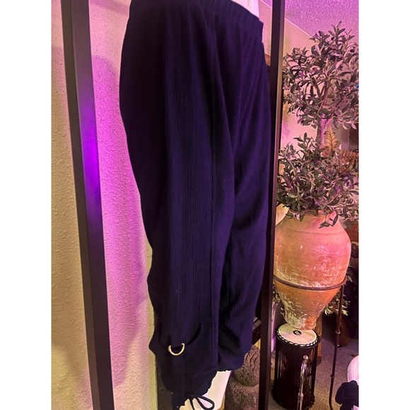 NWT women’s navy capri pants drawstring ankle baggy pants by Moses Crystal - Picture 2 of 13